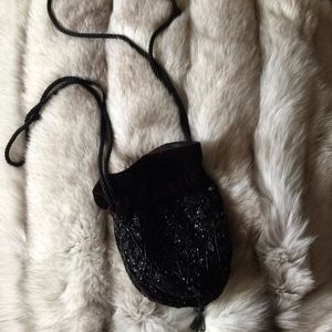 Plum Purple Velvet Hand Beaded Mini Bag